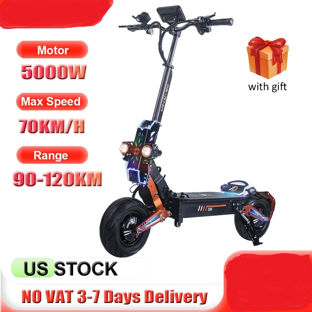 5000W Dual Motor Electric Scooter For Adults Top Speed 70KM/H Detachable Battery 48V35AH Mileage 120KM 12 Inch Demolition Tire