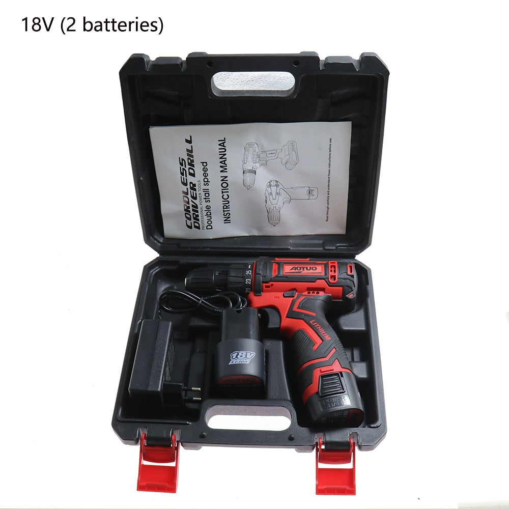 12 18 20V Electric Screwdriver Lithium Drill Mini Cordless Wireless Power Driver DC High Capacity Battery