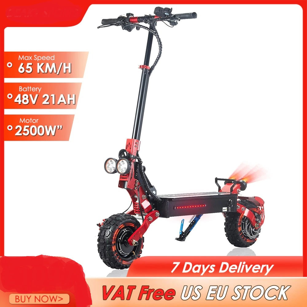 Electric Scooter for Adults 2400W Motor 48V 21Ah Battery 11Inch Off Road Folding E Scooter Dual Disc Brake Electric Kick Scooter