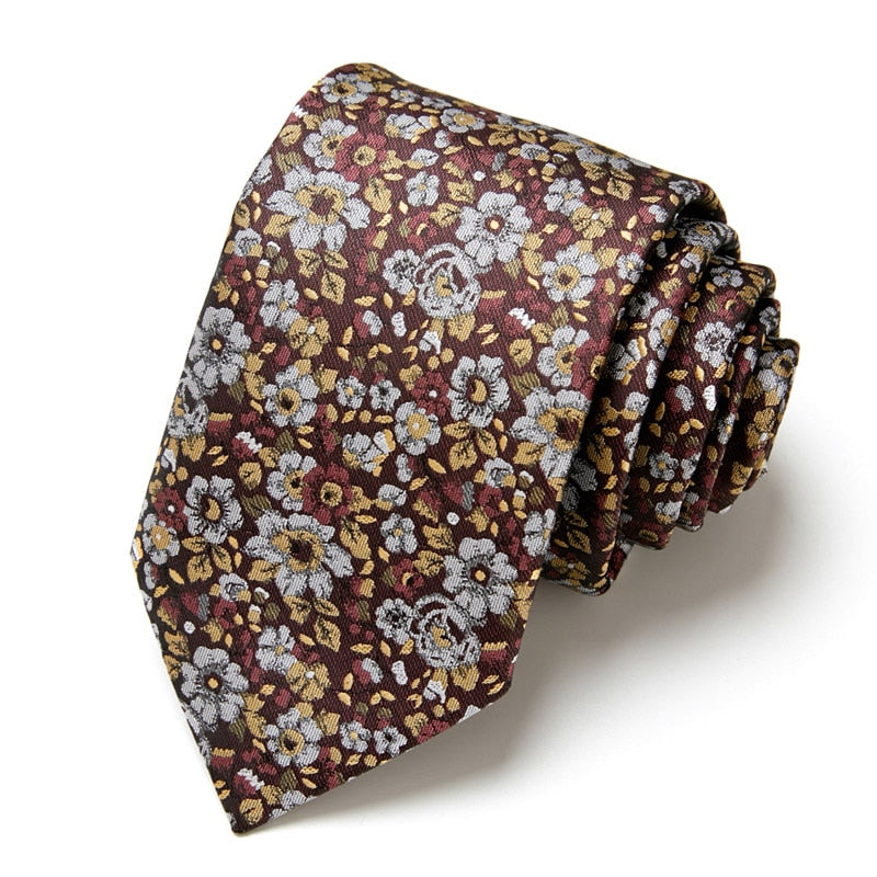 New Style Fashion Men&#39;s Tie 7.5cm Blue Necktie Green &amp; Orange Silk Gravatas For Men Paisley Floral Fit Wedding Workplace Slim