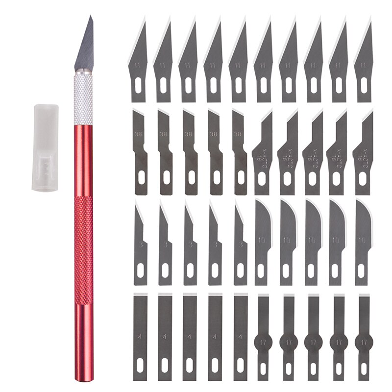 Non-Slip Metal Scalpel Knife Tools Kit Cutter Engraving Craft Knives +5/40/45pcs Blades Mobile Phone PCB DIY Repair Hand Tools