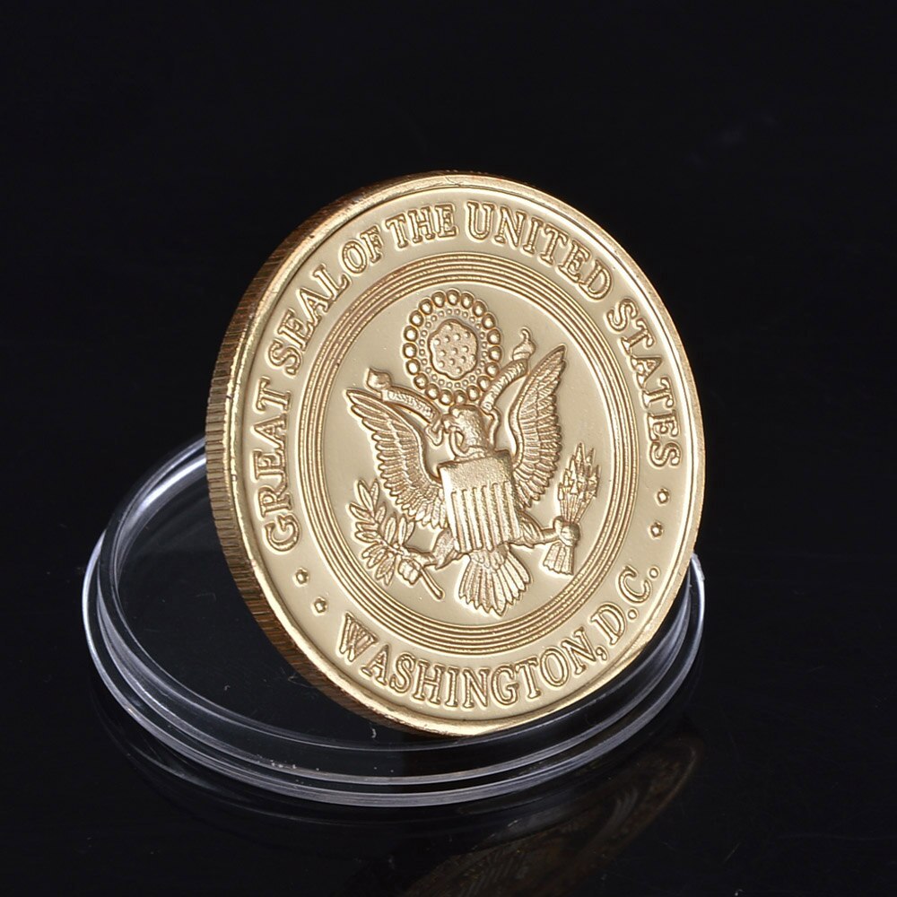 9PCS WR US Gold Plated Coins Collectibles America Military  Challenge Coin Army Commemorative Coin Collection Small Gift for Men