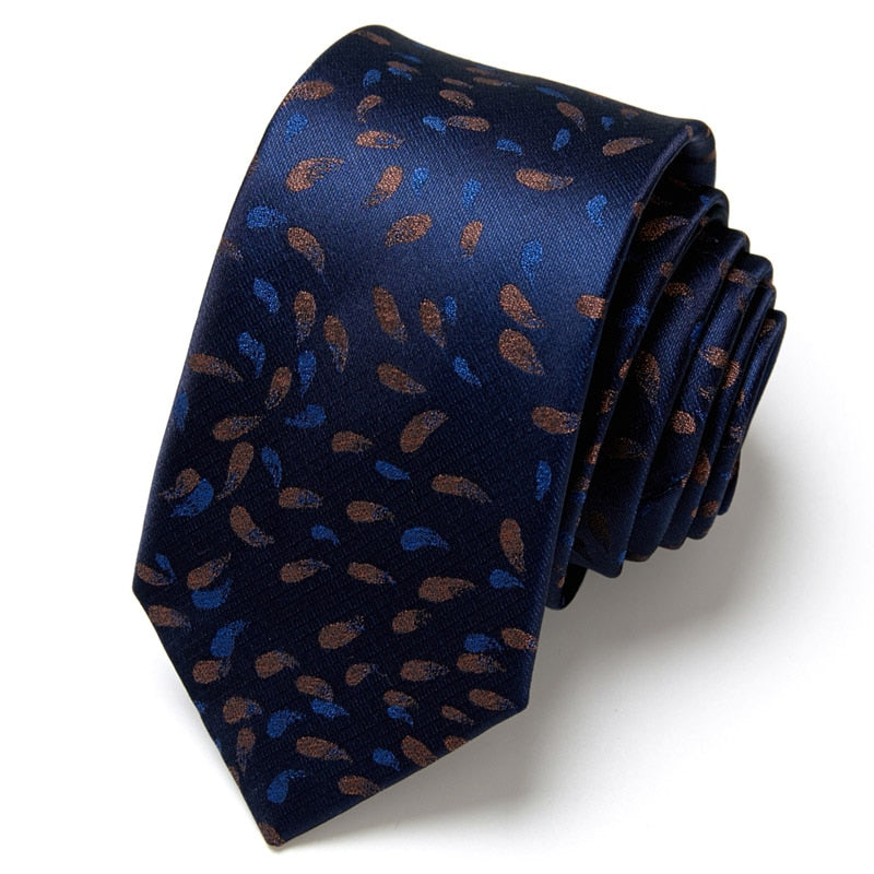 New Style Fashion Men&#39;s Tie 7.5cm Blue Necktie Green &amp; Orange Silk Gravatas For Men Paisley Floral Fit Wedding Workplace Slim