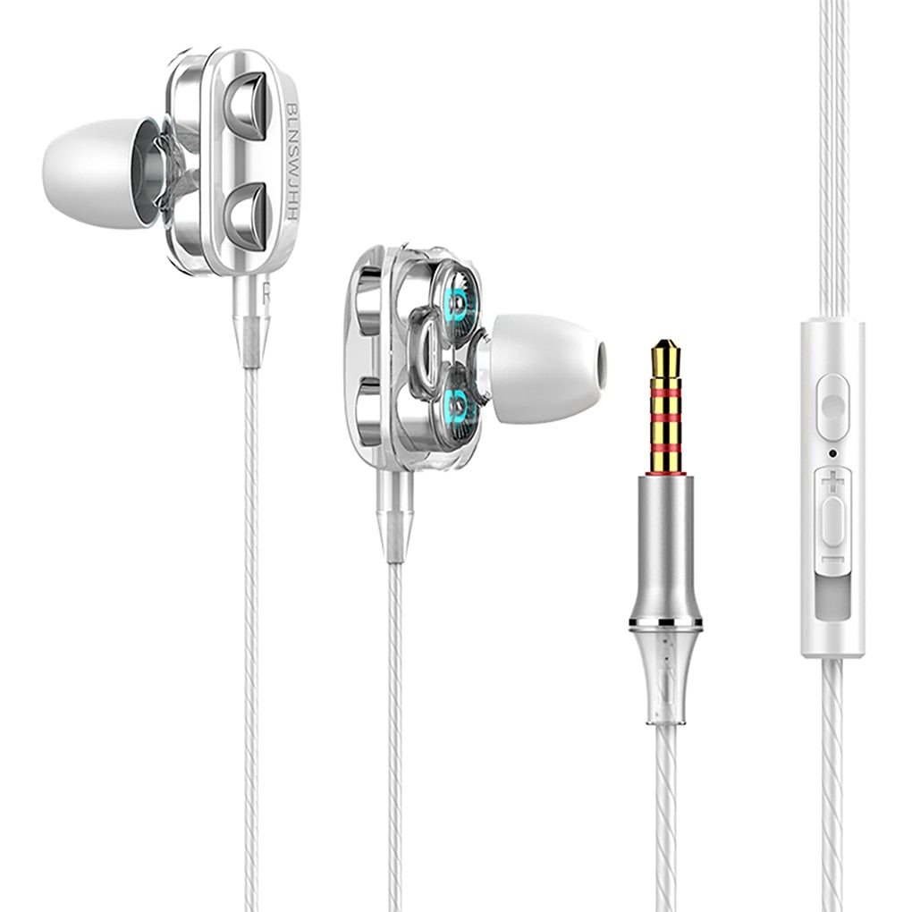 High Quality 3.5mm In Ear Earphones Wired Headset For Computer Dual Drive Stereo Sport Earbuds With Mic for iPhone for Samsung