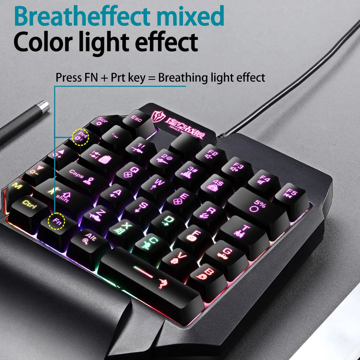 SeynLi RGB Keyboard And Mouse Set One-Handed Gaming Keyboard Mouse