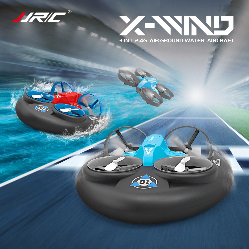 2.4G 4 Channel Sea/Land 3-in-1 Flying Racing Boat Land Driving Mode Detachable One Key Return RC Drone Quadcopter Kid Toy Gift
