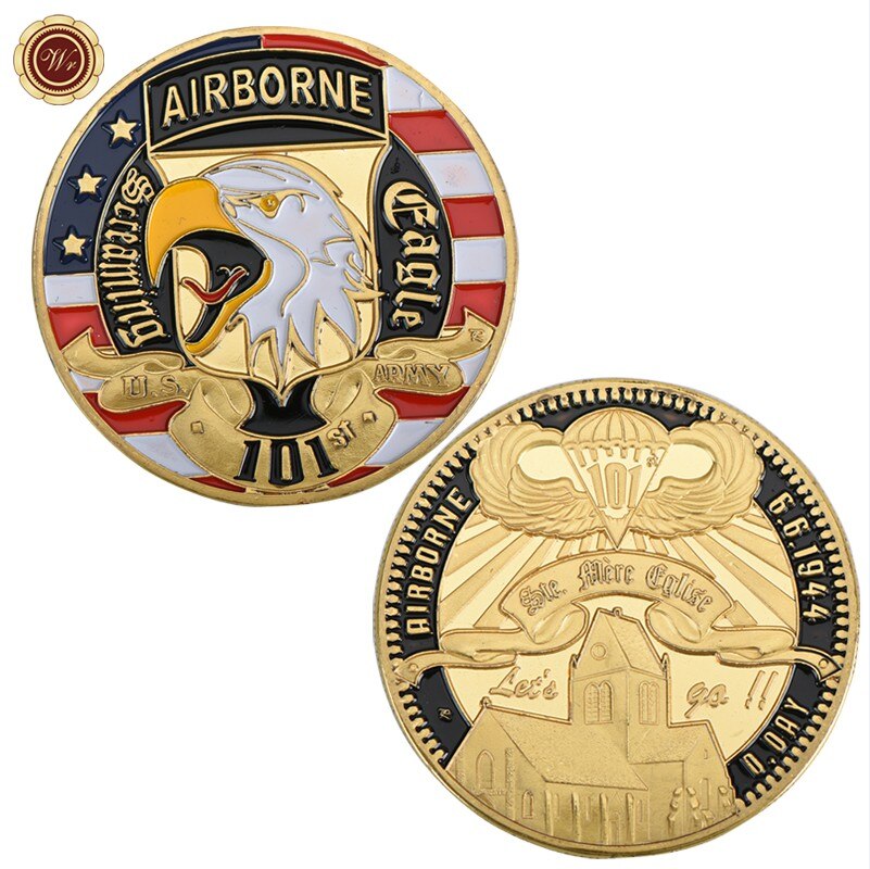 9PCS WR US Gold Plated Coins Collectibles America Military  Challenge Coin Army Commemorative Coin Collection Small Gift for Men