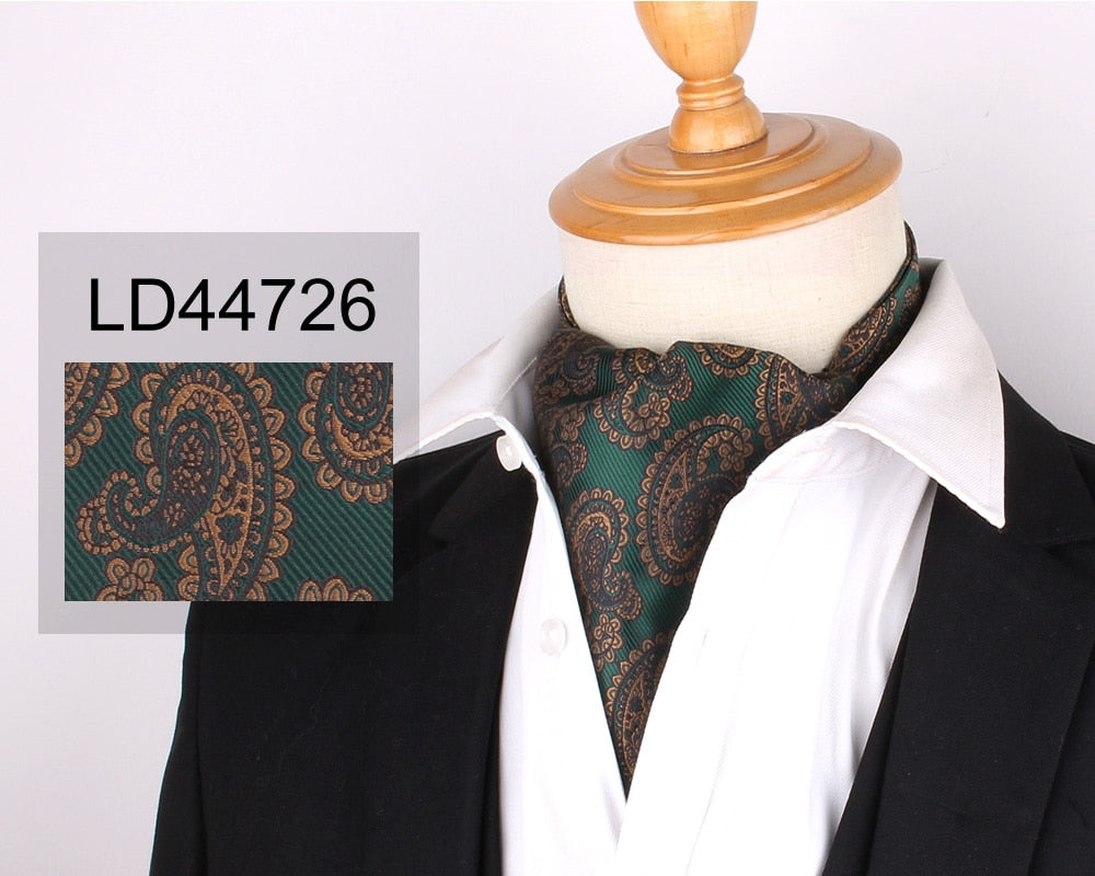 Jacquard Floral Paisley Men Cashew Tie Wedding Formal Cravat Ascot Scrunch Self British Gentleman Polyester Soft Neck Tie Luxury