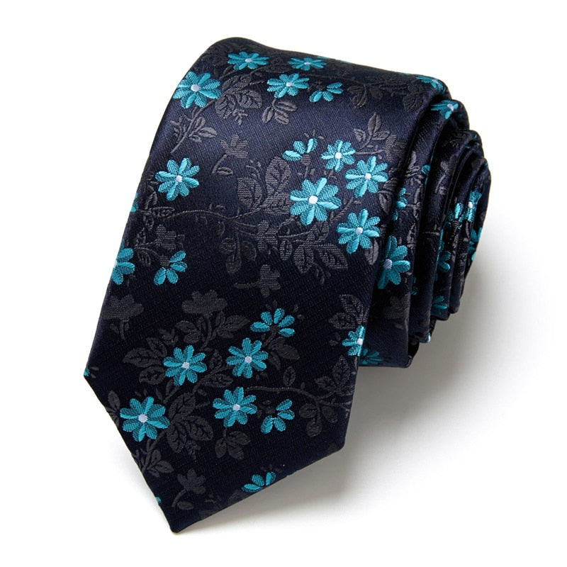 New Style Fashion Men&#39;s Tie 7.5cm Blue Necktie Green &amp; Orange Silk Gravatas For Men Paisley Floral Fit Wedding Workplace Slim