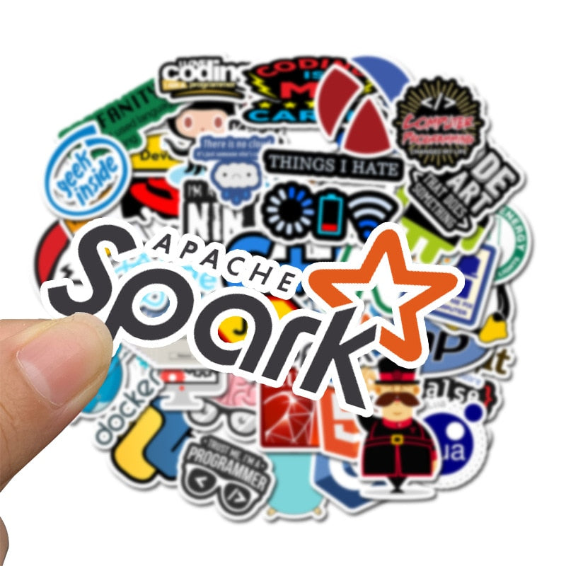 50 PCS Programming Sticker Technology Software Programs Data Computer Stickers for Geek DIY Computer Laptop Phone PS4 Notebook