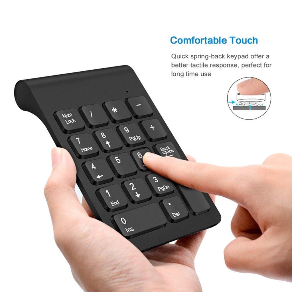 Small Size 2.4GHz Wireless Numeric Keypad + Mouse Numpad 18 Keys Digital Keyboard for Laptop Notebook Tablets Accounting Teller