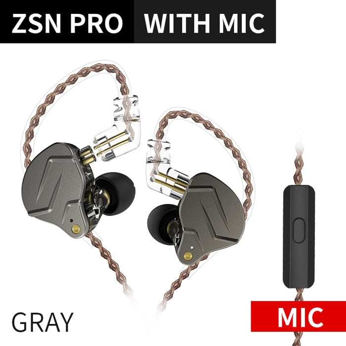 سماعات أذن KZ ZSN Pro 1BA + 1DD تقنية هجينة HIFI Bass سماعات أذن معدنية سماعات رياضية مزودة بخاصية إلغاء الضوضاء وشاشة عرض