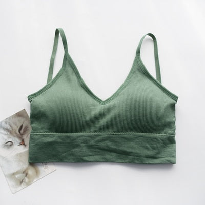 Women Tank Top Bralette Cotton Underwear Seamless Tube Crop Top Female Backless Lingerie Solid Color Camisole Removable Padded