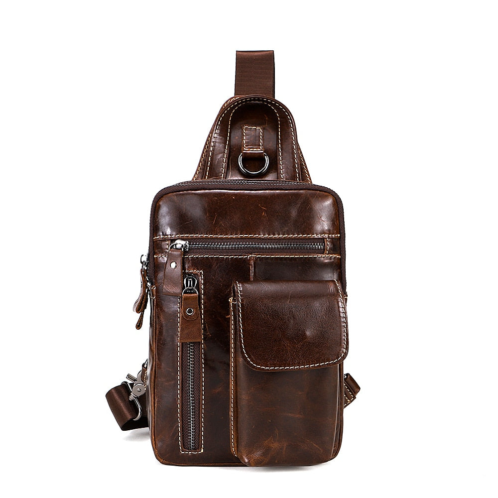 حقيبة صدر للرجال من الجلد الأصلي من WESTAL، حقيبة كتف للرجال، حقيبة كتف للسفر، حقيبة نهارية صيفية مصممة عبر الجسم
