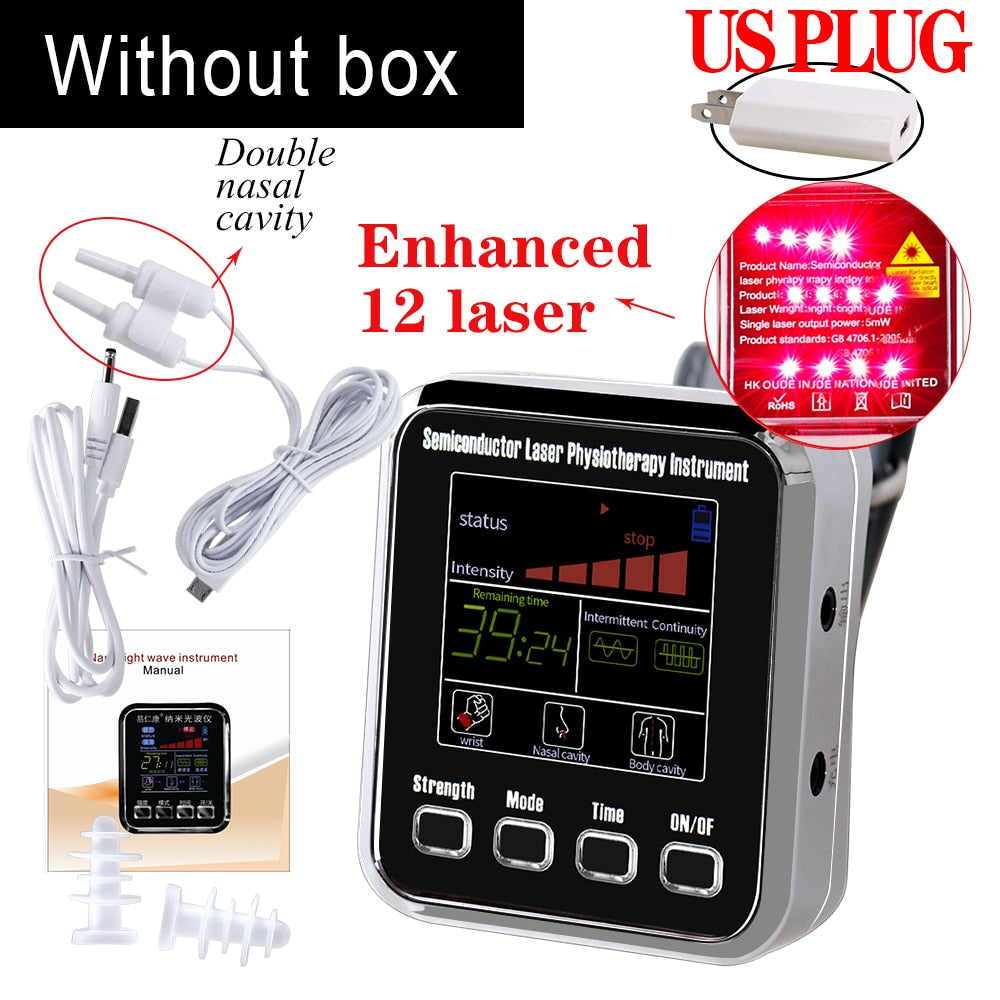 12/7 Holes 650nm Laser Therapy Watch LLLT Wrist Watch For Diabetes Cholesterol Hypertension Treatment Laser Sinusitis Therapy