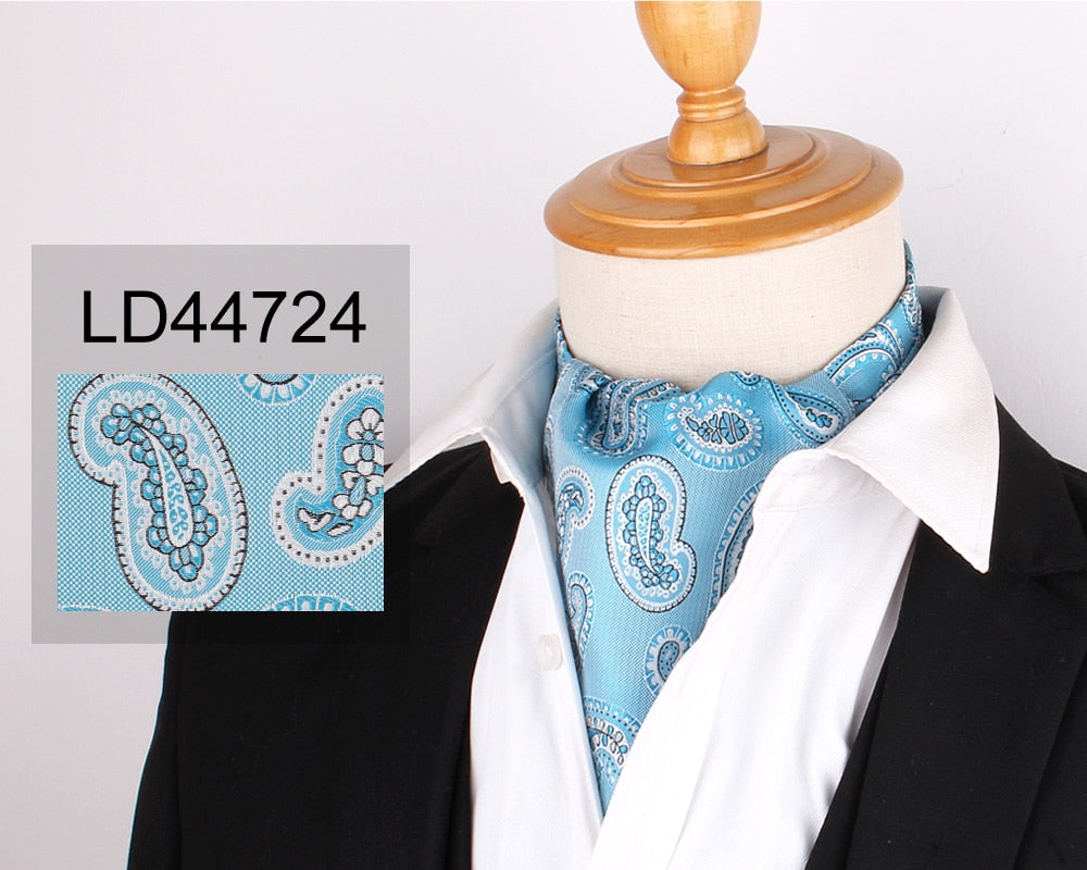 Jacquard Floral Paisley Men Cashew Tie Wedding Formal Cravat Ascot Scrunch Self British Gentleman Polyester Soft Neck Tie Luxury