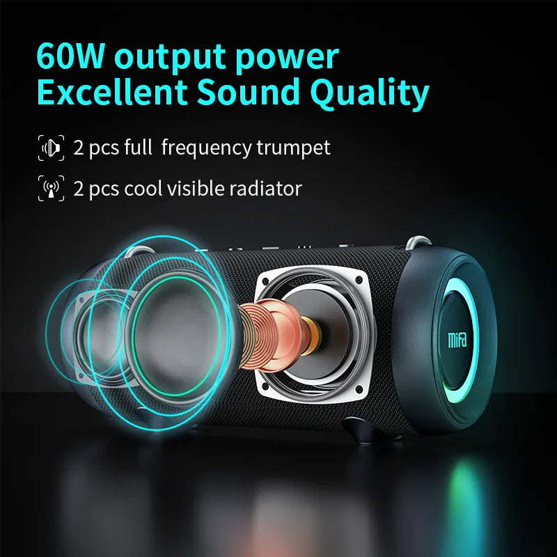 Mifa A90 سمّاعات بلوتوث 60 واط انتاج الطاقة سمّاعات بلوتوث مع فئة D مكبر للصوت ممتاز باس الأداء التخييم المتكلم
