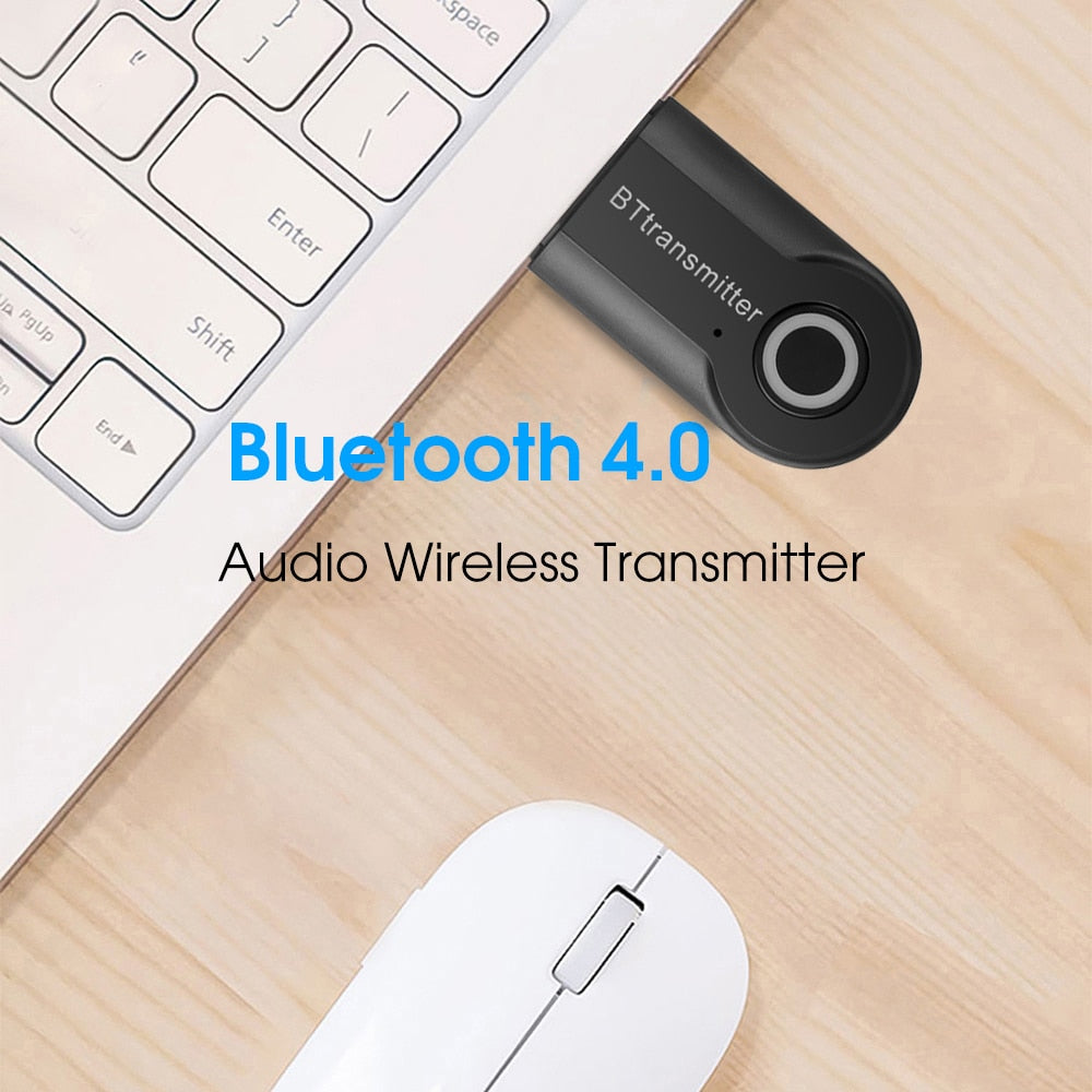 Kebidu Bluetooth Transmitter 3.5MM Jack Audio Adapter Wireless Bluetooth Stereo Audio Transmitter Adapter for PC TV Headphones