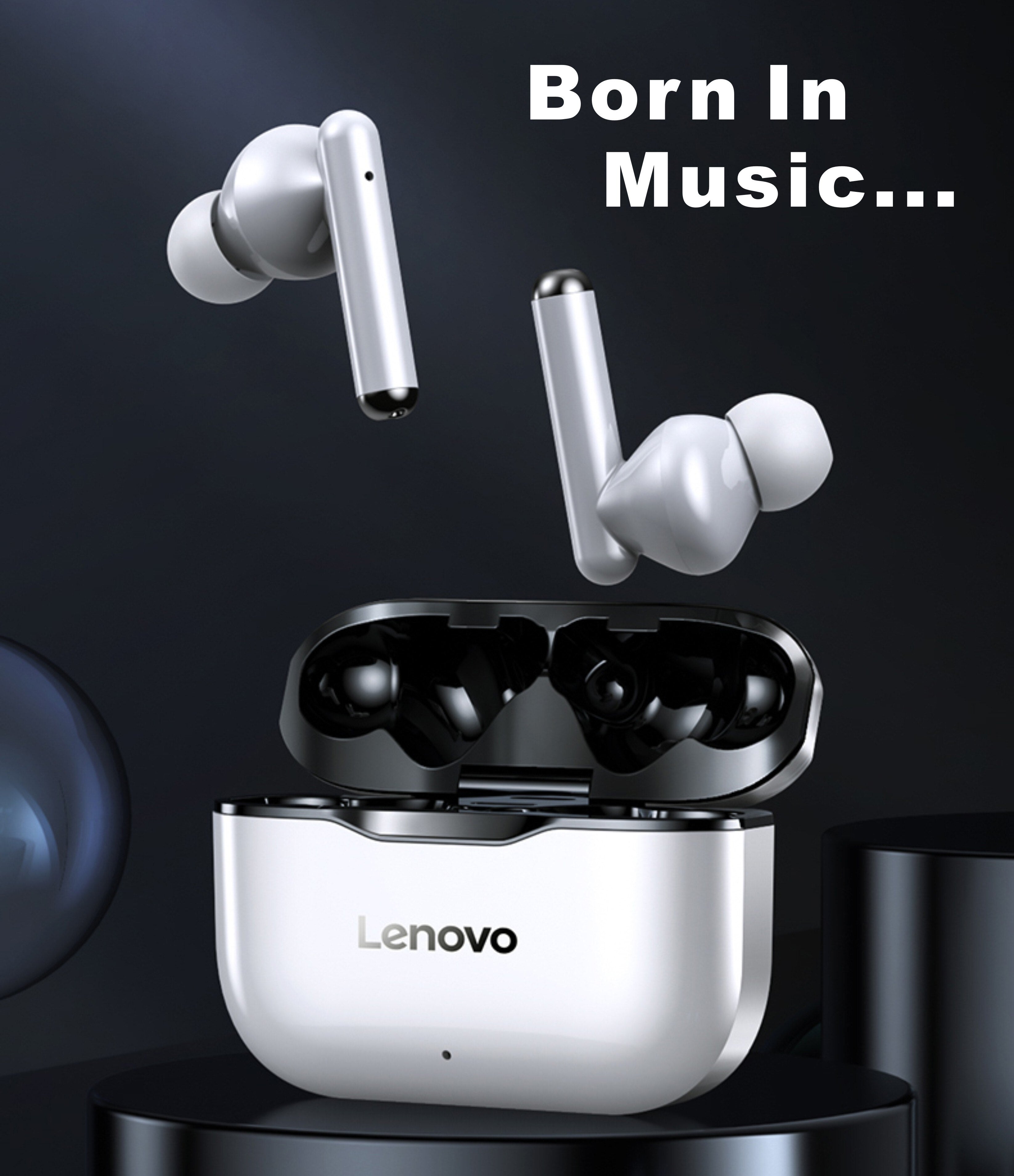 سماعات لينوفو LP1 اللاسلكية سماعات بلوتوث 5.0 مضادة للماء رياضية مع خاصية الغاء الضوضاء وميكروفون مزدوج ستيريو HIFI Bass Touch