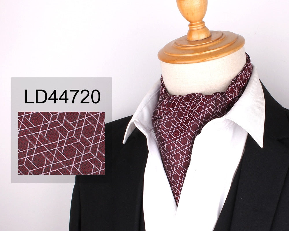 Jacquard Floral Paisley Men Cashew Tie Wedding Formal Cravat Ascot Scrunch Self British Gentleman Polyester Soft Neck Tie Luxury