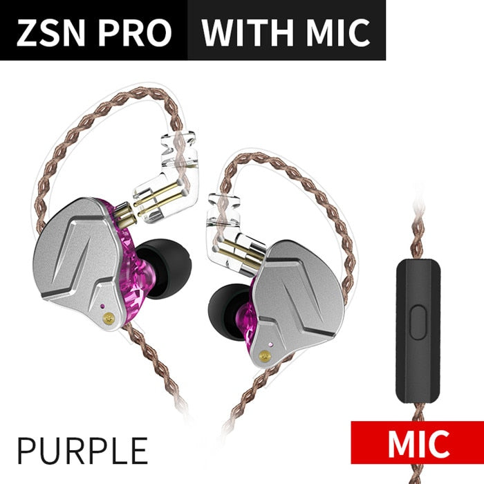 KZ ZSN Pro In Ear Earphones 1BA+1DD Hybrid technology HIFI Bass Metal Earbuds Headphones Sport Noise Cancelling Headset Monitor