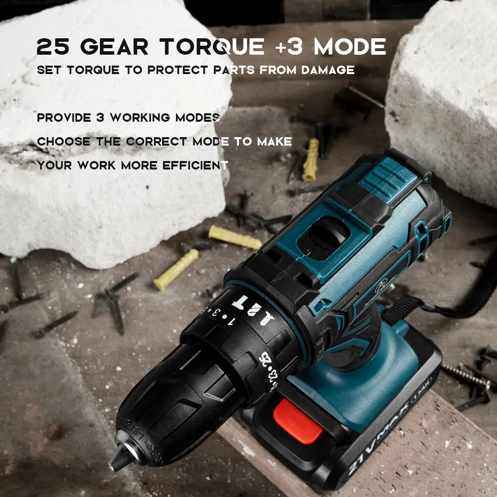 New Style 21V 16.8V 12V Electric Cordless Screwdriver 3 Functions Wireless Impact Drill Mini Lithium Battery Charging Hand Drill