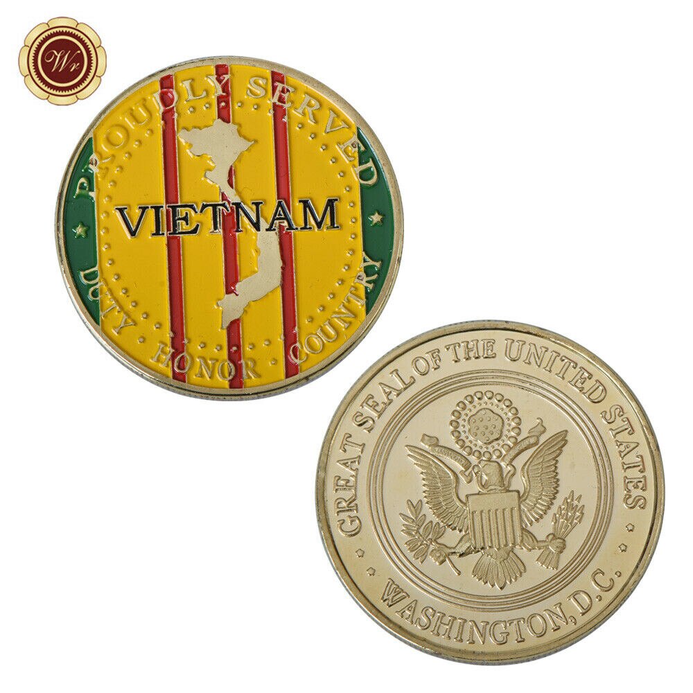 9PCS WR US Gold Plated Coins Collectibles America Military  Challenge Coin Army Commemorative Coin Collection Small Gift for Men