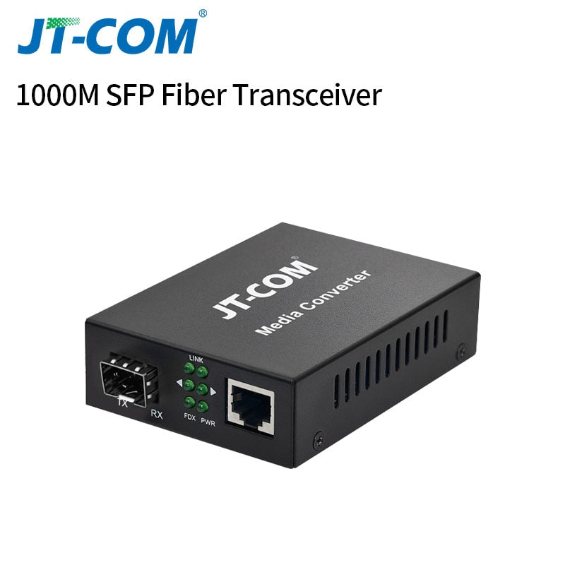 محول ألياف SFP 1 جيجابت إلى RJ45 محول وسائط ألياف بصرية 1000 ميجا بت في الثانية SFP محول ألياف مع وحدة SFP متوافقة مع Cisco/Mikrotik/Huawei