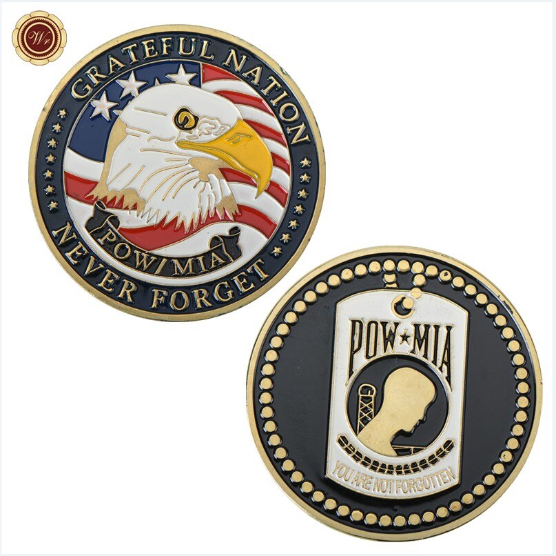 9PCS WR US Gold Plated Coins Collectibles America Military  Challenge Coin Army Commemorative Coin Collection Small Gift for Men