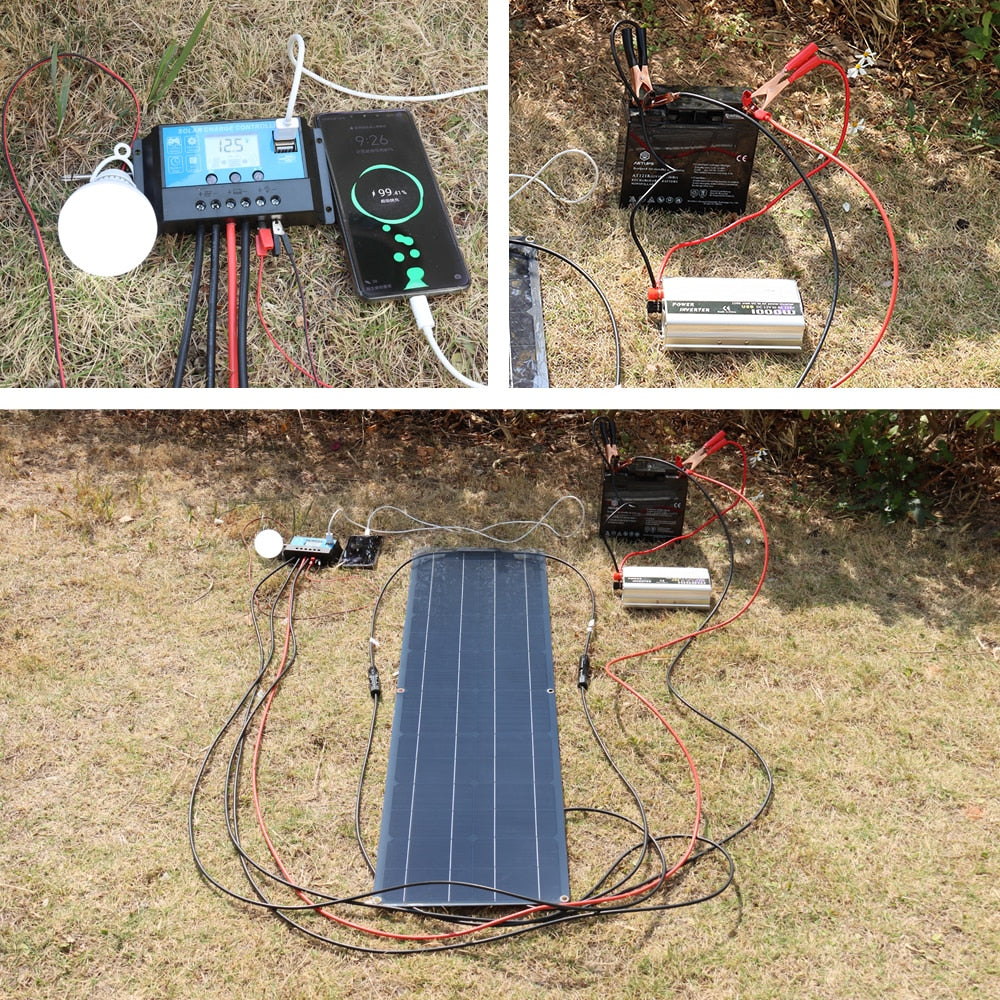 50w solar panel 12v battery charger kit high efficiency monocrystalline waterproof with 12v 24v 10A controller for car RV camper