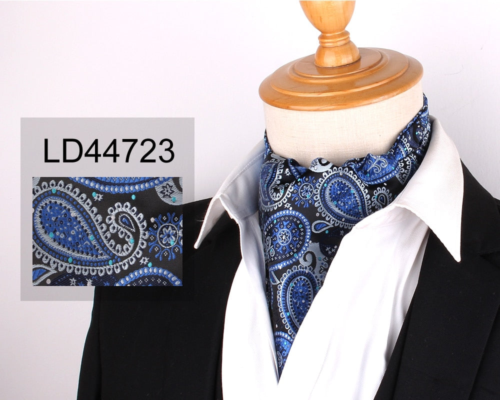 Jacquard Floral Paisley Men Cashew Tie Wedding Formal Cravat Ascot Scrunch Self British Gentleman Polyester Soft Neck Tie Luxury