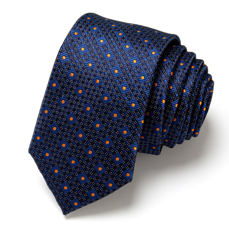 New Style Fashion Men&#39;s Tie 7.5cm Blue Necktie Green &amp; Orange Silk Gravatas For Men Paisley Floral Fit Wedding Workplace Slim