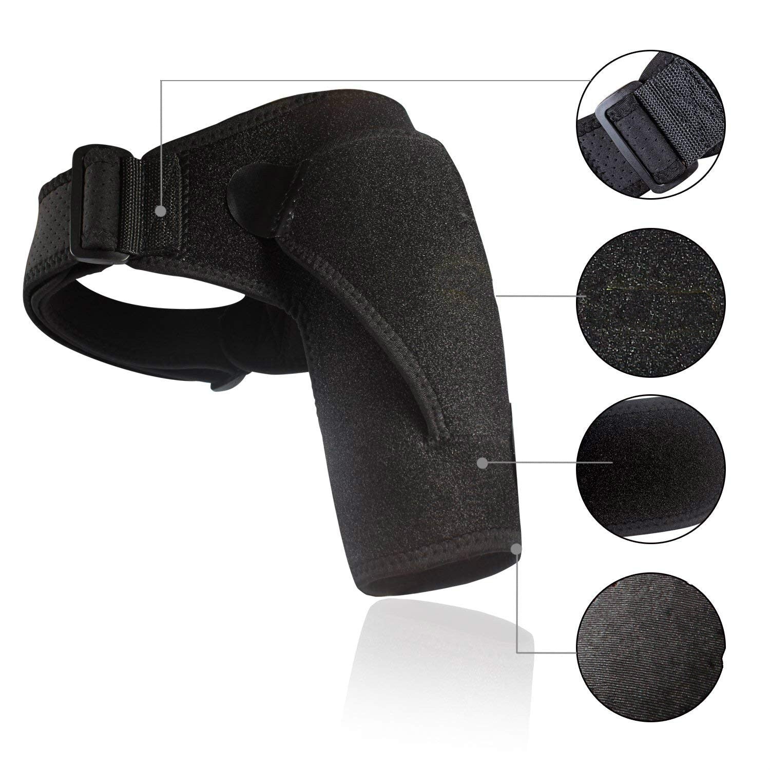 Adjustable Gym Sports Care Single Shoulder Support Back Brace Guard Strap Wrap Belt Band Pads Black Bandage Men &amp; Women