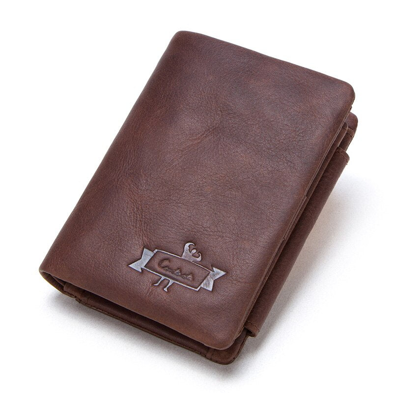 CONTACT'S Brand Designer Men Wallets Genuine Leather Wallet Male Coin Purse Trifold Multifunctional Card Holder Money Bag Small