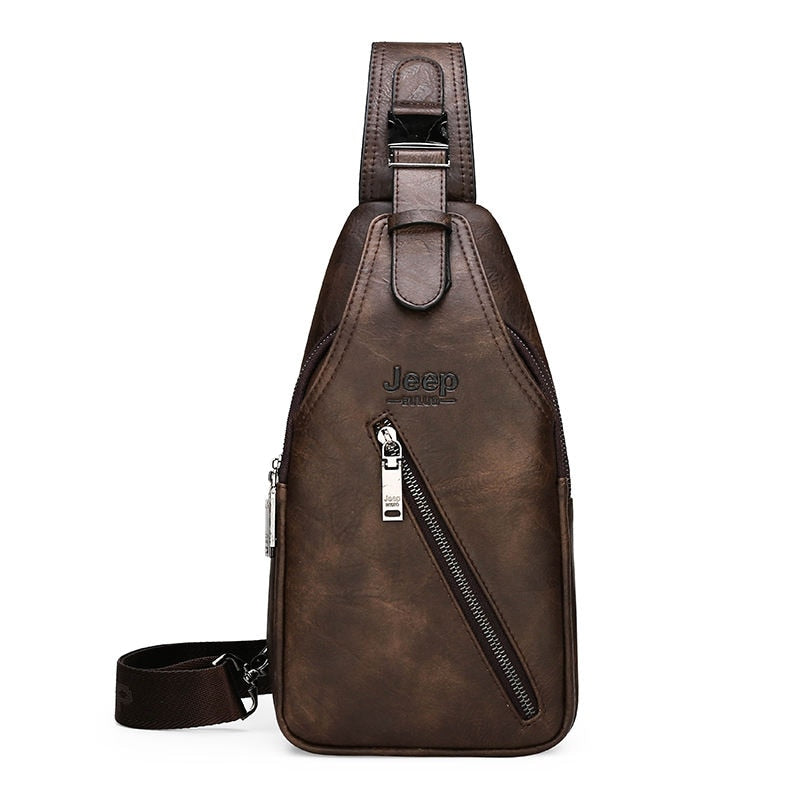 JEEPBULUO BRAND Chest Bag Men Sling crossbody bag Man&#39;s Crossbody Bag Split Leather High Quality For Man