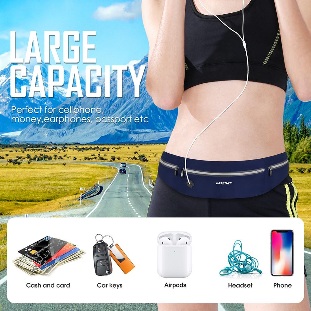 Haissky Waist Pack Women Running Waterproof Waist Bag Mobile Phone Holder Case Gym Fitness Travel Pouch Belt For Iphone 12mini