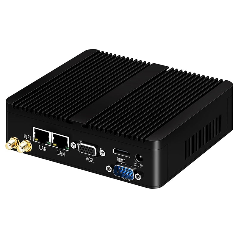 Fanless Mini PC Intel Celeron J1900 Quad-Cores Windows Linux 4xUSB 2xRS232 HDMI VGA WiFi Embedded Industrial Micro Computer