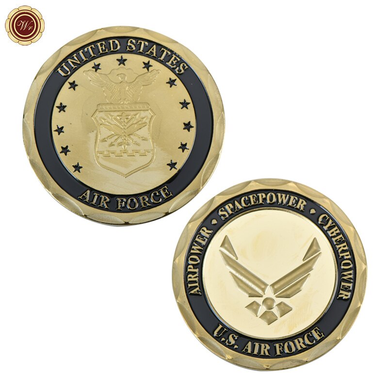 9PCS WR US Gold Plated Coins Collectibles America Military  Challenge Coin Army Commemorative Coin Collection Small Gift for Men