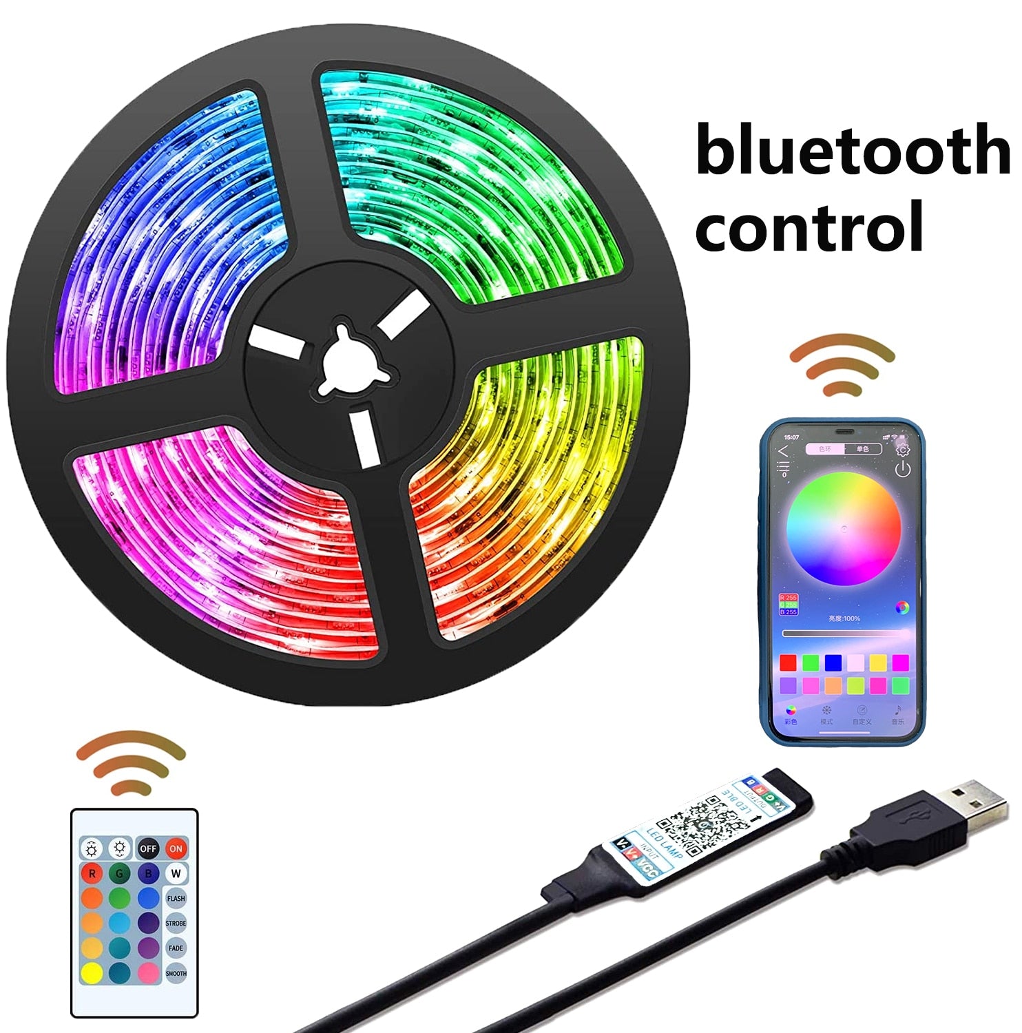 LED Strip Light Bluetooth USB Powered LED Lights Strips With Remote RGB 2835 Color Changing LED TV Backlights For Home Decor