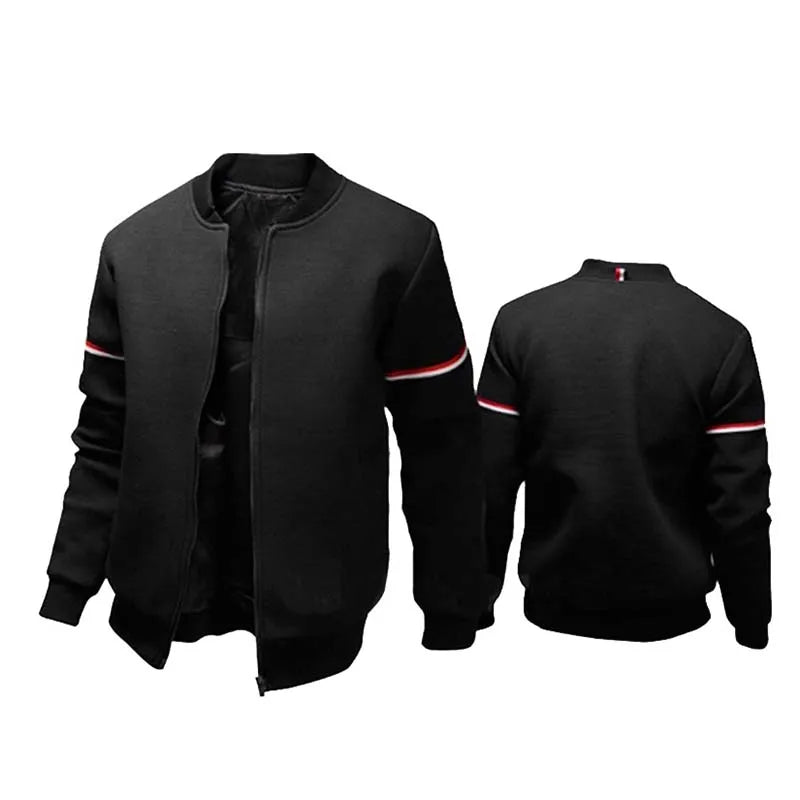 Mens Jacket Daily Fall Winter Windbreak Coat Webbing Stand Collar Regular Fit Active Long Sleeve Jackets Baseball Uniform 4XL