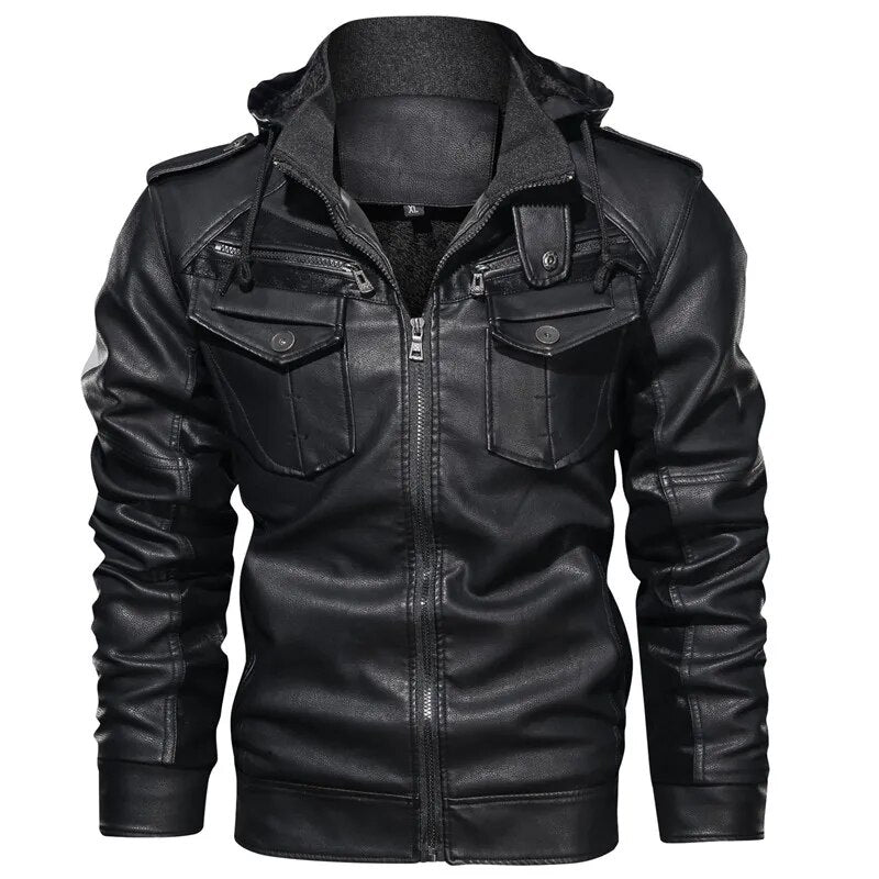 Mountainskin Men's Leather Jackets Winter Fleece Thick Mens Hooded Motorcycle PU Coats Male Fashion Outwear Brand Clothing SA794