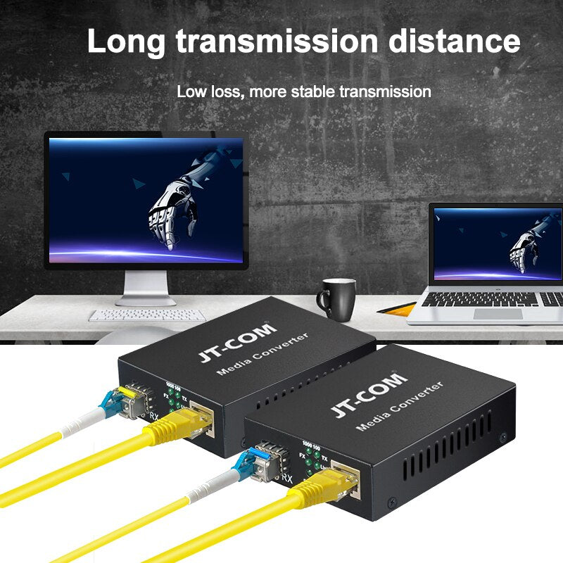 1Gb SFP Fiber to RJ45 Fiber Optic Media Converter 1000Mbps SFP Fiber Switch with SFP Module Compatible Cisco/Mikrotik/Huawei