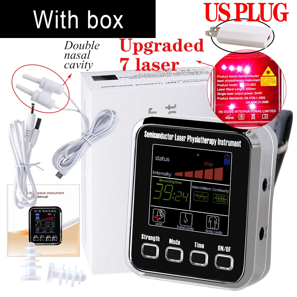 12/7 Holes 650nm Laser Therapy Watch LLLT Wrist Watch For Diabetes Cholesterol Hypertension Treatment Laser Sinusitis Therapy