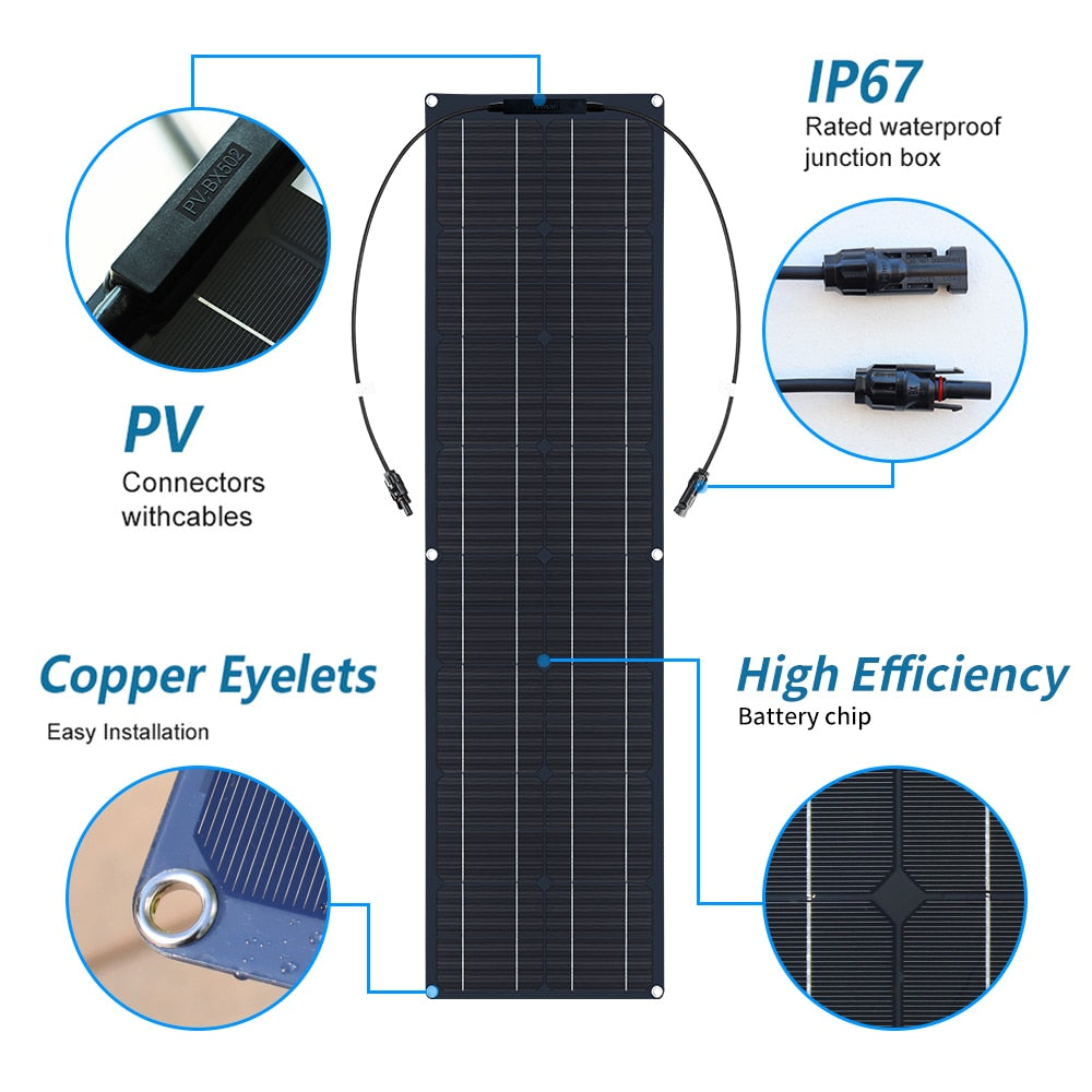 50w solar panel 12v battery charger kit high efficiency monocrystalline waterproof with 12v 24v 10A controller for car RV camper