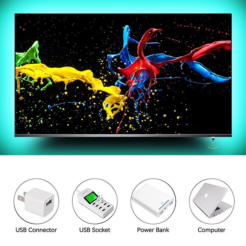 USB LED Strip Light Bluetooth TV Backlight Strips Lights RGB 2835 Color DC5V with IR Remote Color Changing Lights for Home Decor