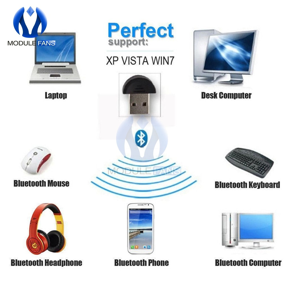 محول بلوتوث USB صغير دونجل لاسلكي لأجهزة الكمبيوتر المحمول التي تعمل بنظام التشغيل Windows XP Win7 والكمبيوتر الشخصي Vista