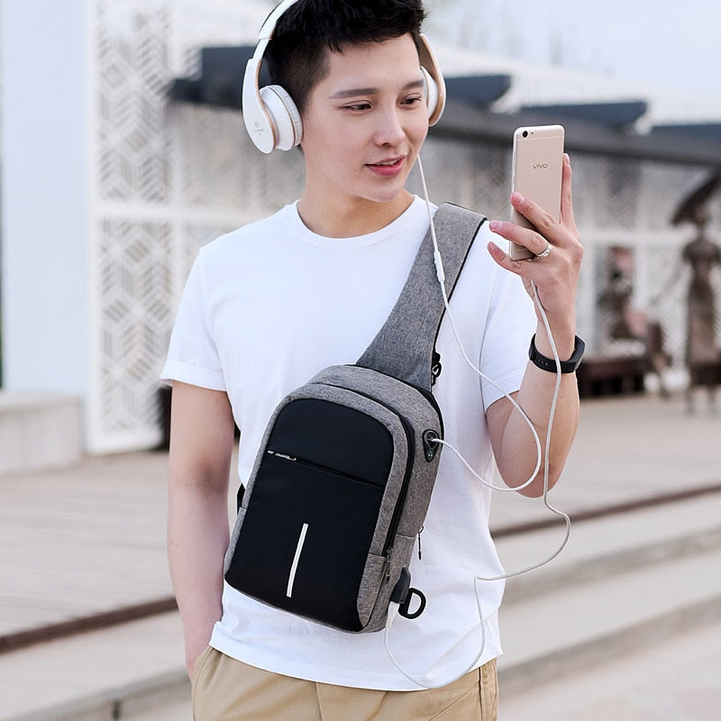 Fengdong Kleine Usb Charge Schoudertas Mannen Messenger Bags Vrouwen Waterdichte Sling Borst Bag Boy Reizen Rugzak Cross Body Bags