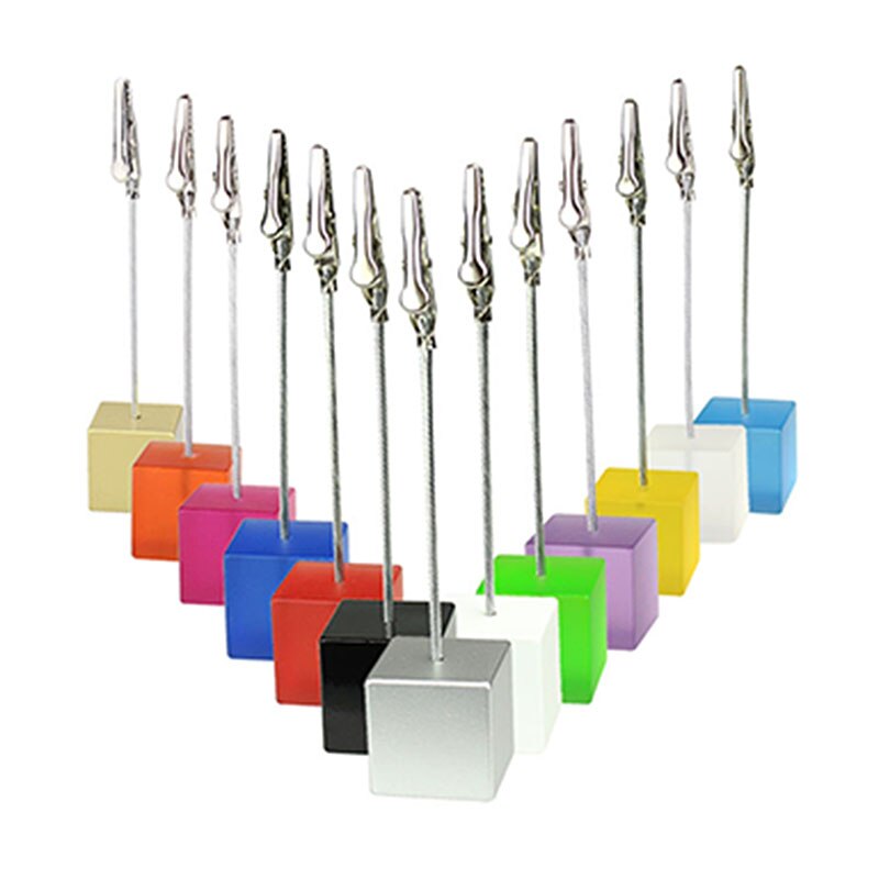 Color Cube Stand Alligator Wire Photo Clip,Memo Card Holder,Table Wedding Party Place Favor,Customized Gift Note Clamp