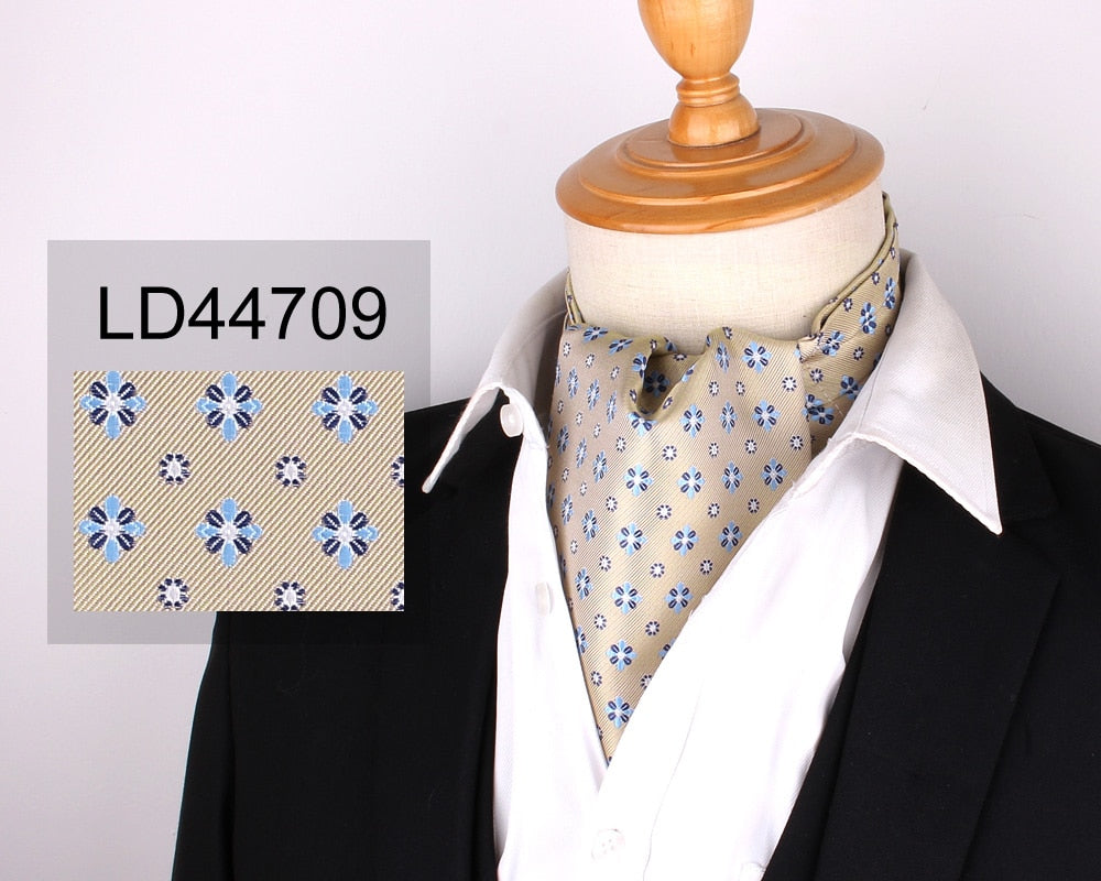 Jacquard Floral Paisley Men Cashew Tie Wedding Formal Cravat Ascot Scrunch Self British Gentleman Polyester Soft Neck Tie Luxury