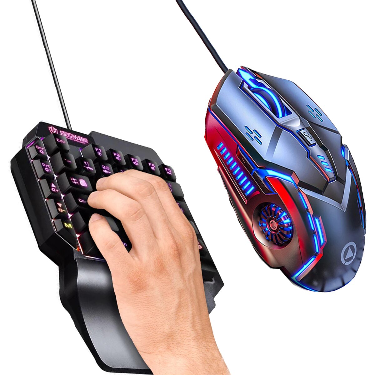 SeynLi RGB Keyboard And Mouse Set One-Handed Gaming Keyboard Mouse